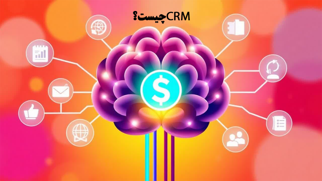 یک مغز که معرف CRM است و هر رشته عصبی خدمانی برای مدیریت ارتباط با مشتری است که منجر به افزایش فروش می شود